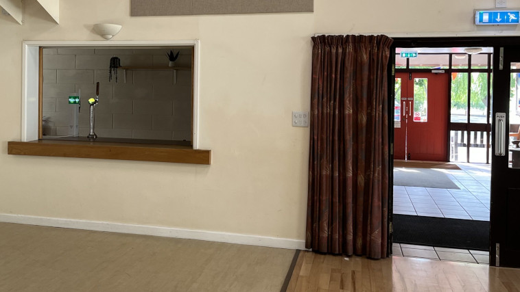 Uplyme Village Hall's bar hatch location