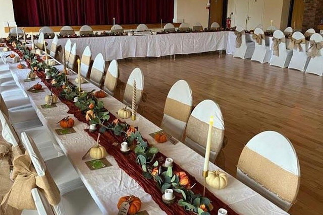 Uplyme Village Hall main hall formal event Uplyme Village Hall set up for a formal event