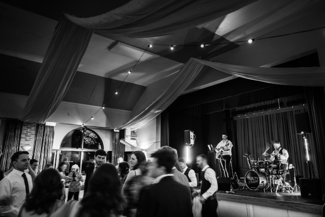 Uplyme Village Hall's stage with live band